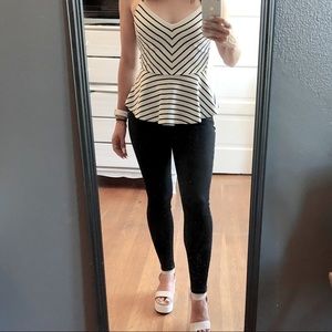 Black & White Striped Peplum Top
